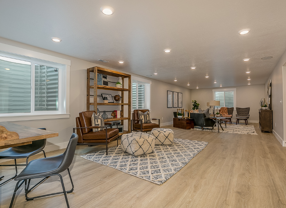 Basement Renovation, Open Concept Living and Dining Area
