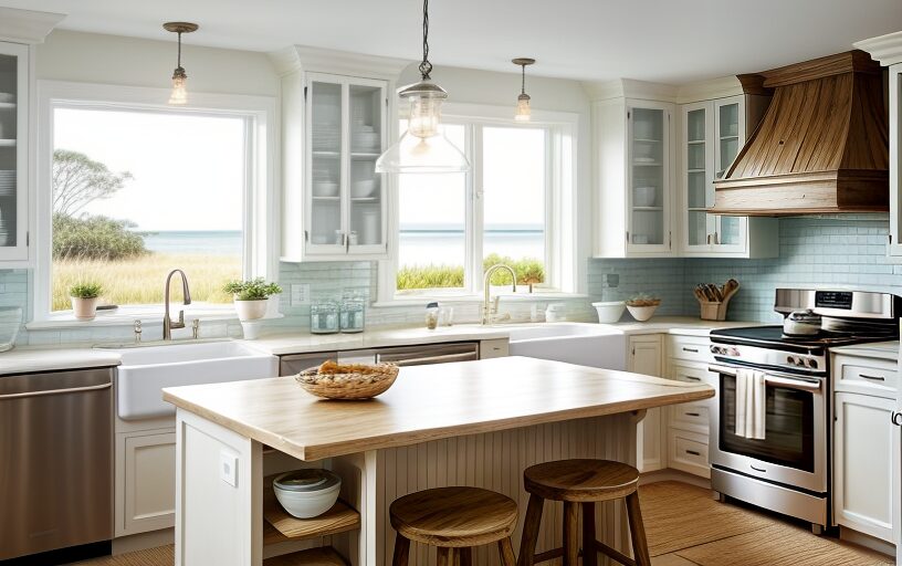 Coastal Kitchen Design Rendering