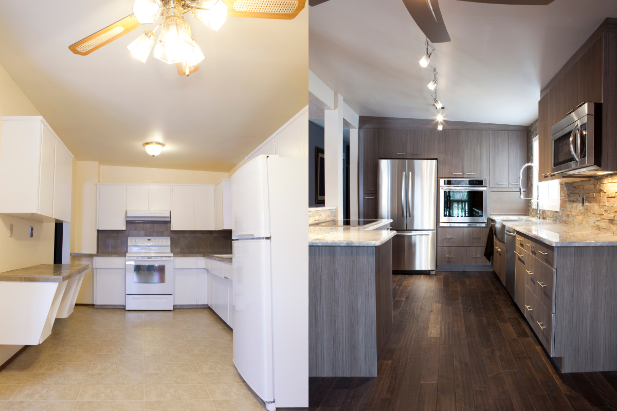 before and after kitchen renovation by Ridgestone Homes in Toronto