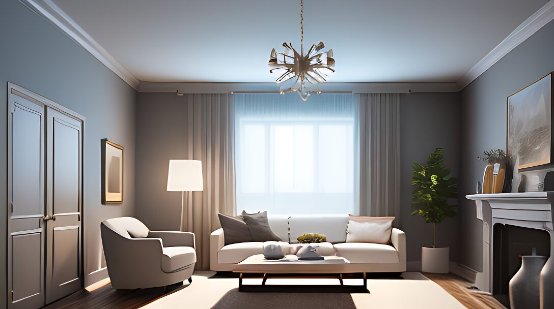 An interior shot of a room showcasing upgraded lighting fixtures for a warm and inviting ambiance, as part of affordable home refreshment ideas.