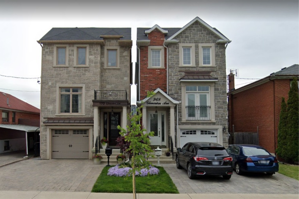 After photo showing two homes by custom home builder Englemount Lawrence