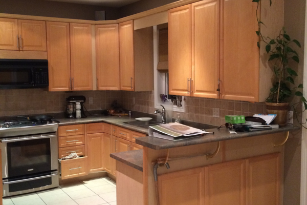 Original closed-off kitchen and dining area before full open concept renovation in Thornhill, Vaughan.
