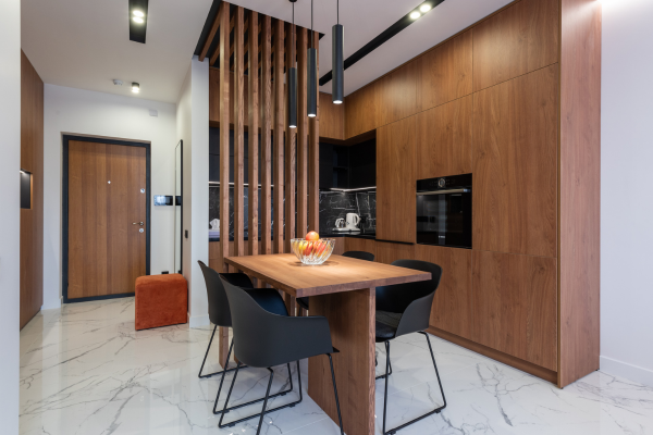 modern kitchen renovation in Vaughan with natural light and bamboo cabinetry